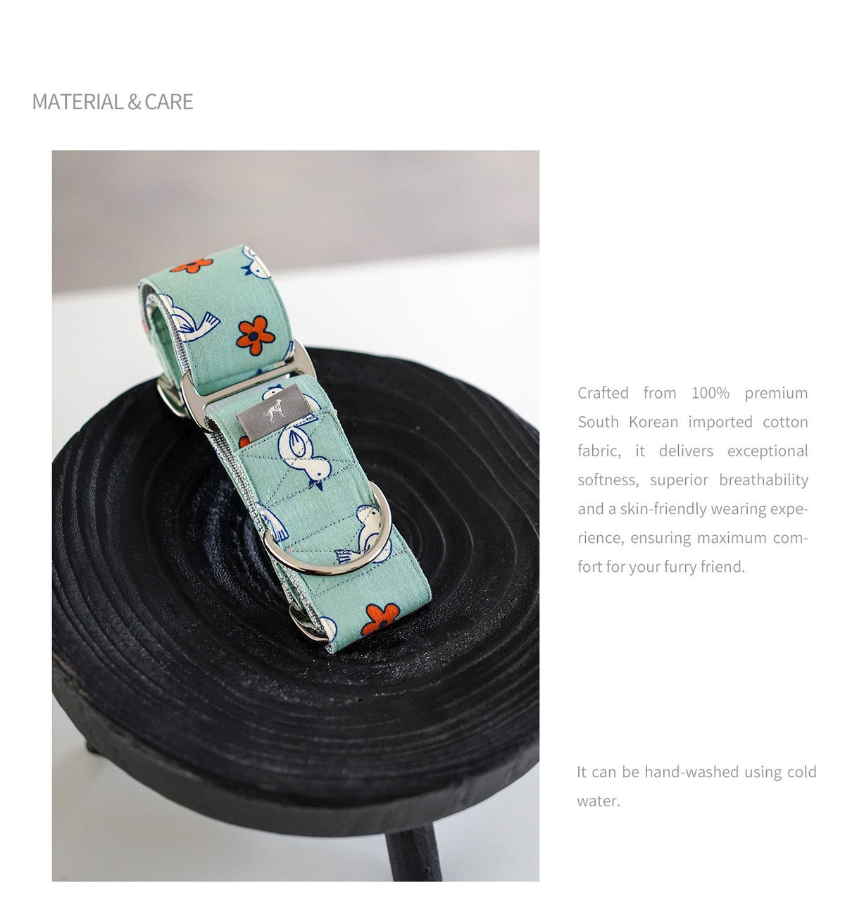 Product photo: Cuckoo — Cotton Martingale Dog Collar.