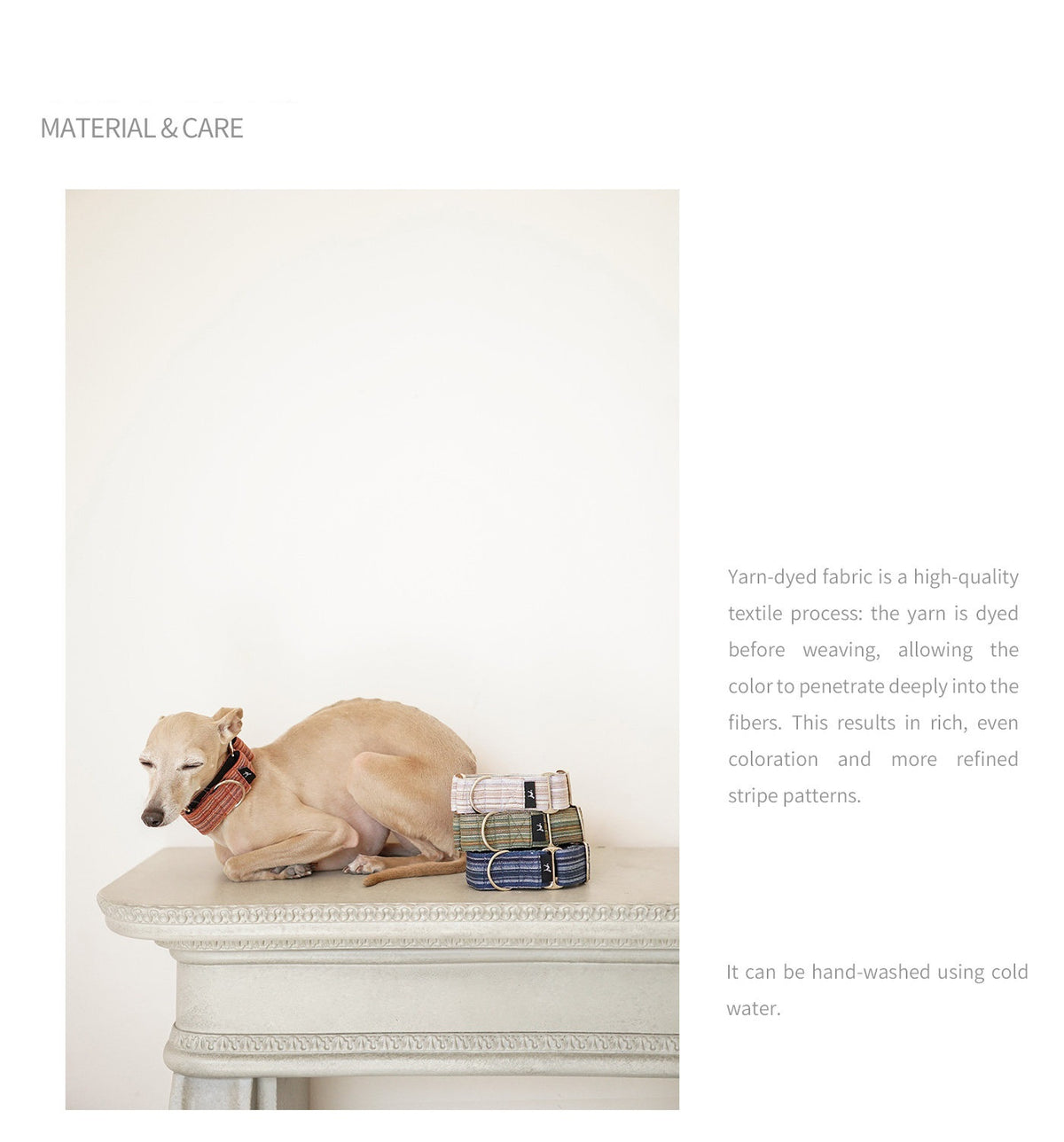 Product photo: Woven Stripe — Yarn-Dyed Martingale Dog Collar.