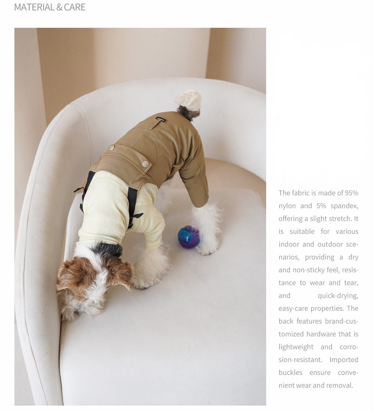 Product photo: Fieldworker Explorer — Outdoor Bib Overalls for Dogs.