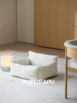 Product photo: Natural Fine Stripe Haven — Removable-Wash Pet Bed.