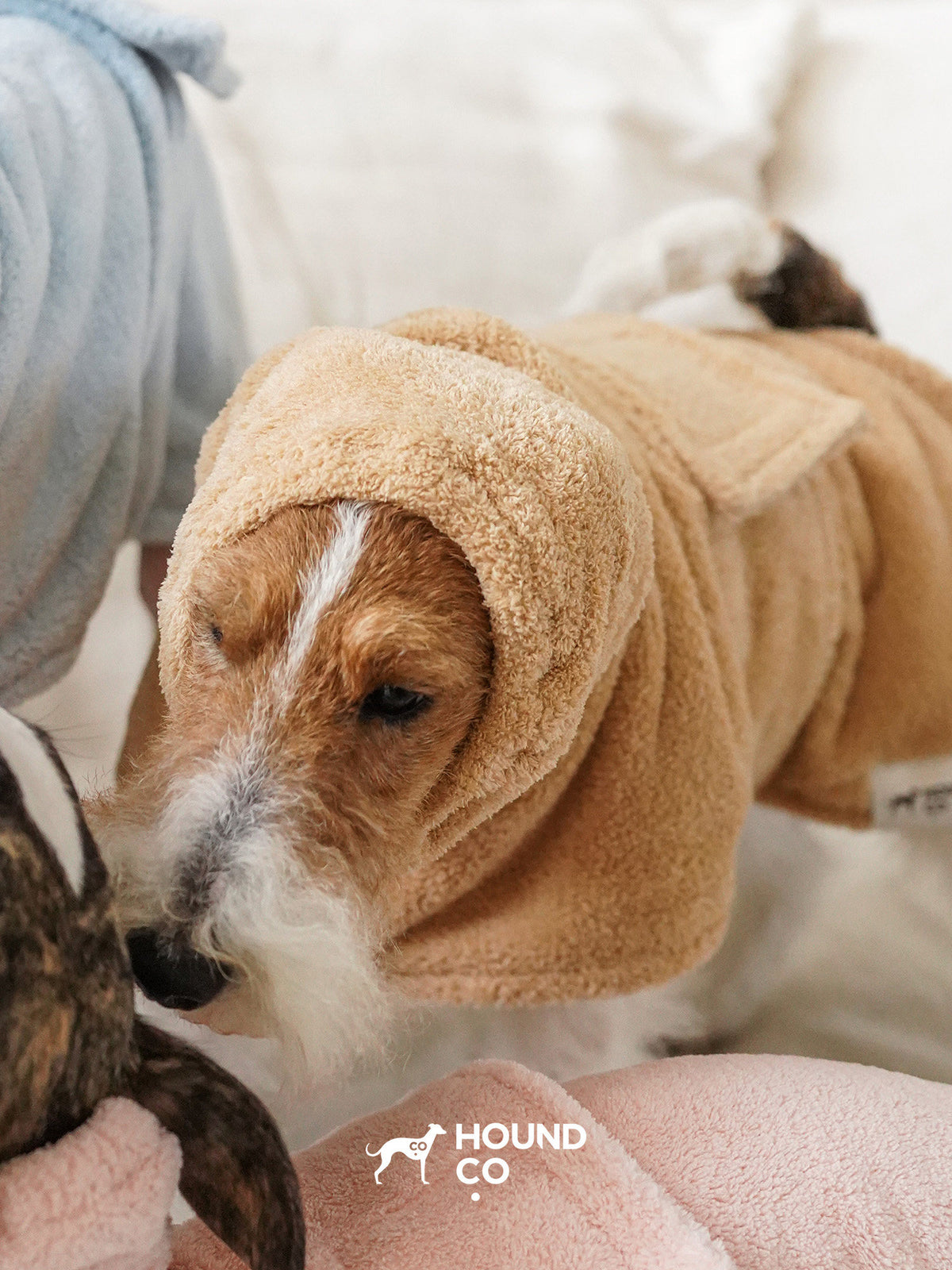 Product photo: Plush Dry-Off — Quick-Dry Dog Bath Robe.