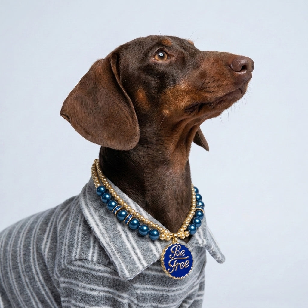 Navy Blue Be Free Pet Necklace