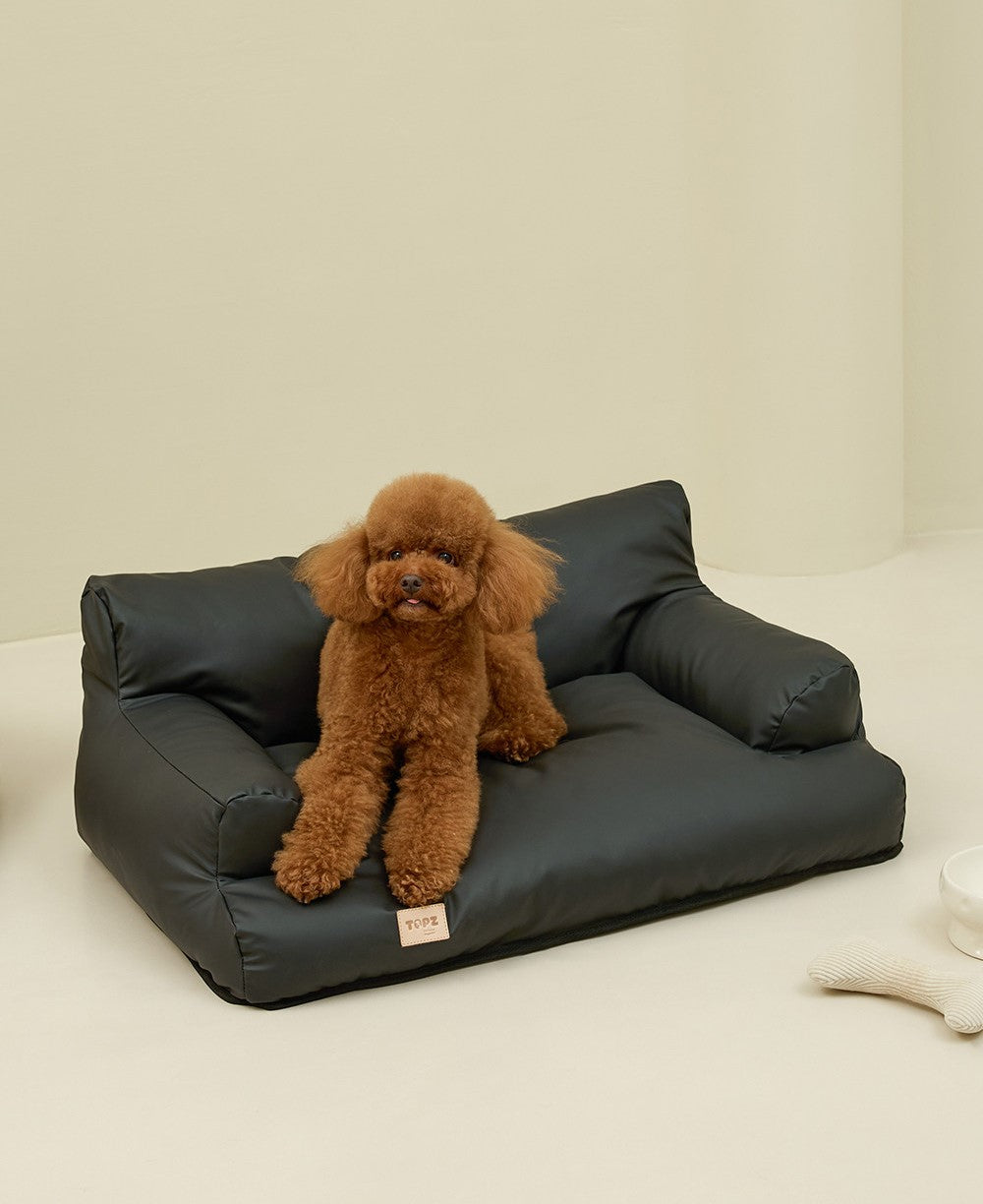Product photo: Minimalist Shield Sleek — Waterproof Leather Pet Sofa Bed.