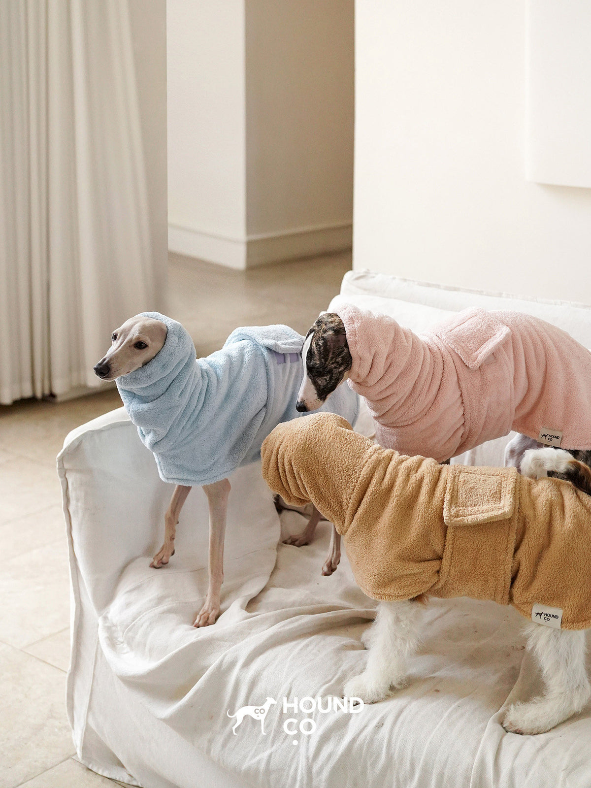 Product photo: Plush Dry-Off — Quick-Dry Dog Bath Robe.