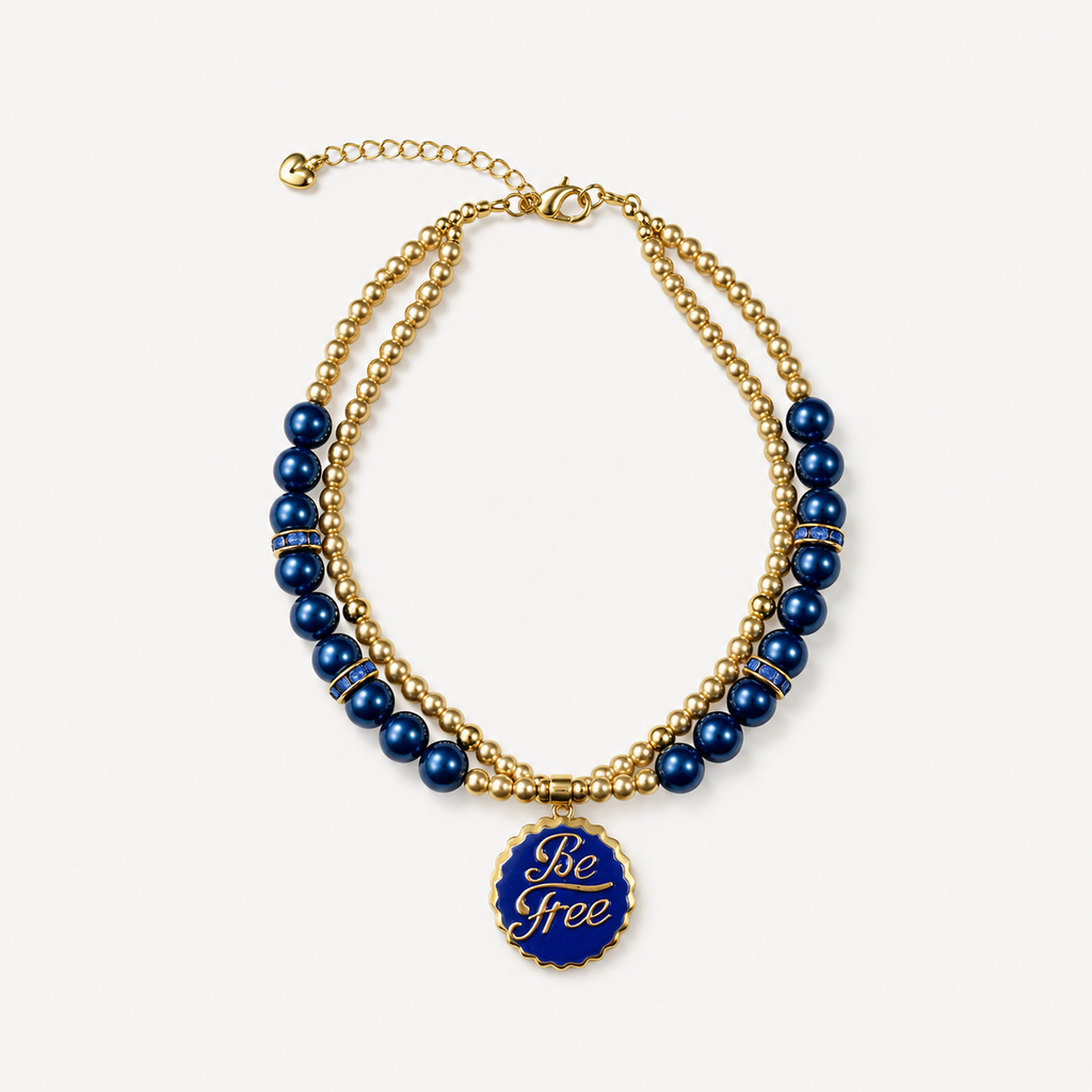 Navy Blue Be Free Pet Necklace