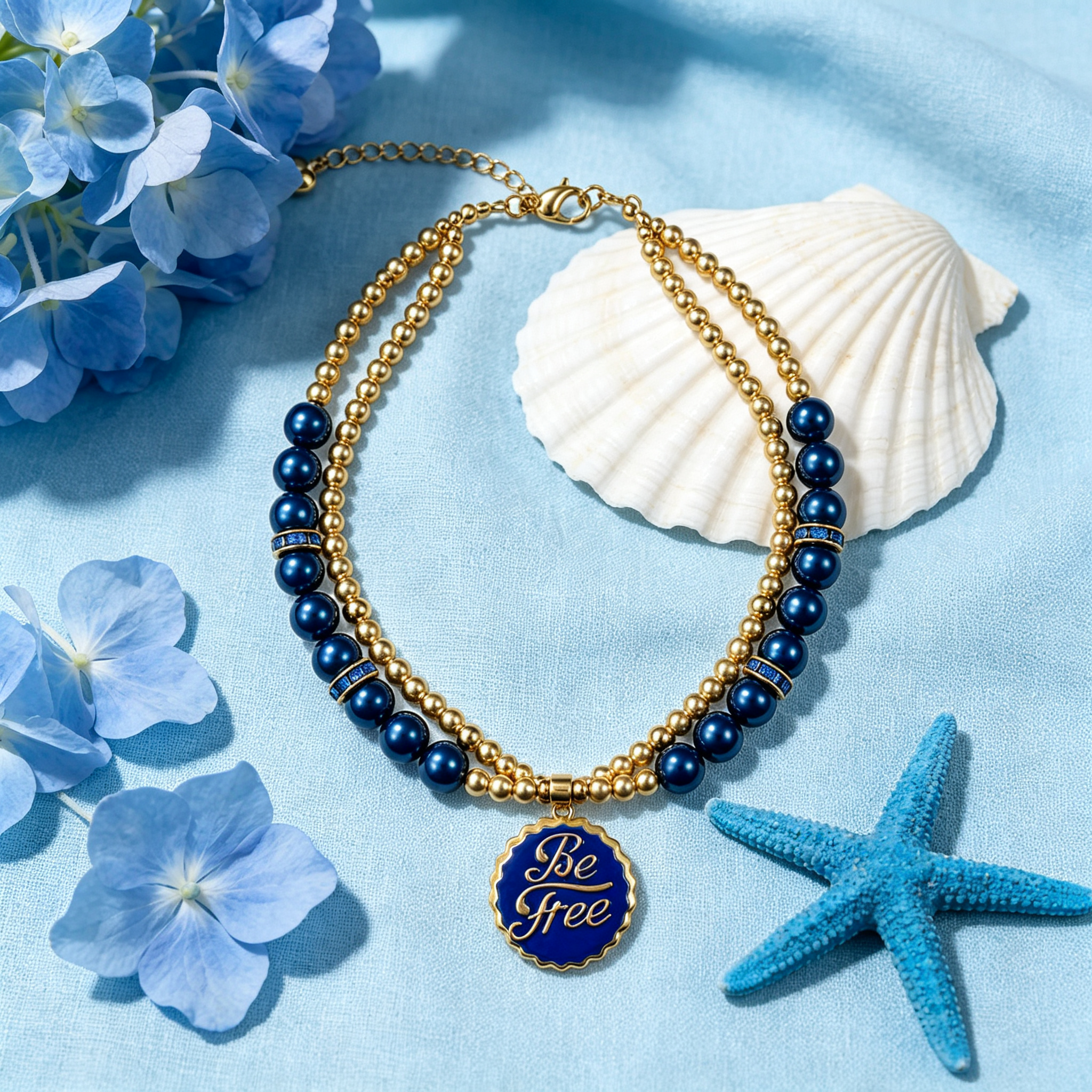 Navy Blue Be Free Pet Necklace