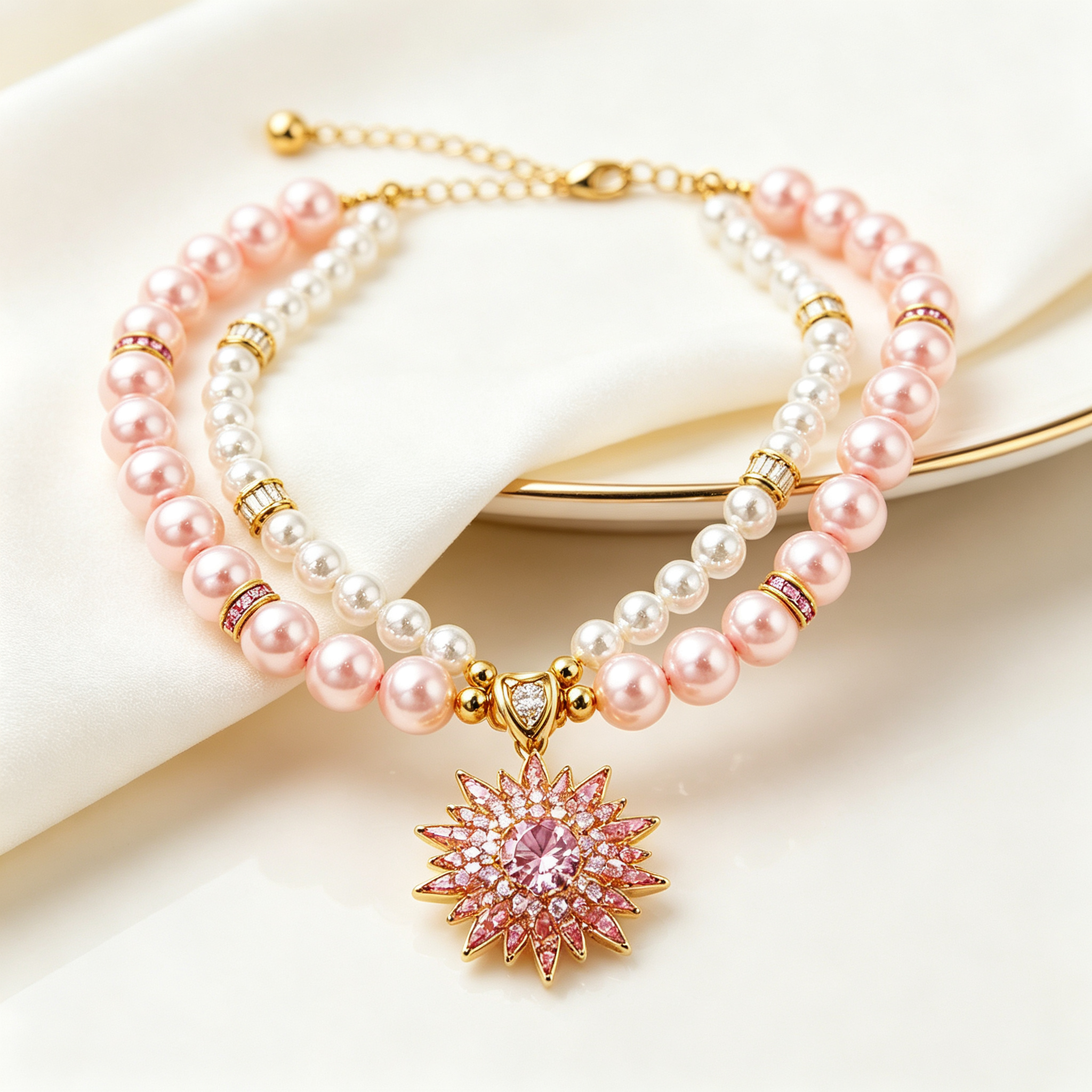 Light Pink Sunflower Pet Necklace