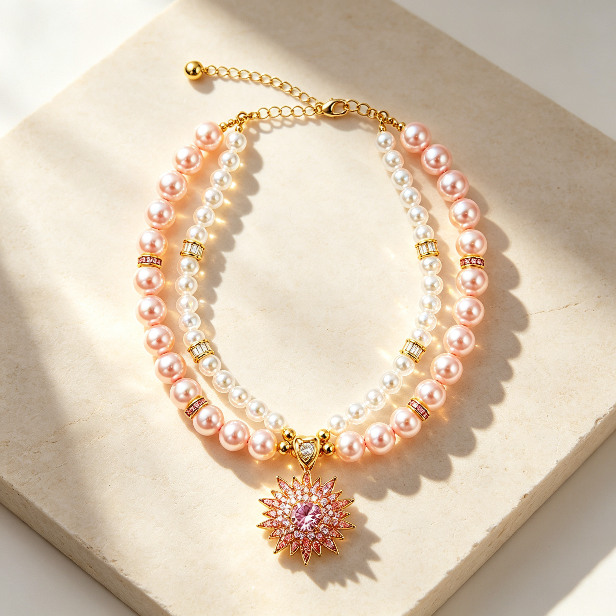 Light Pink Sunflower Pet Necklace