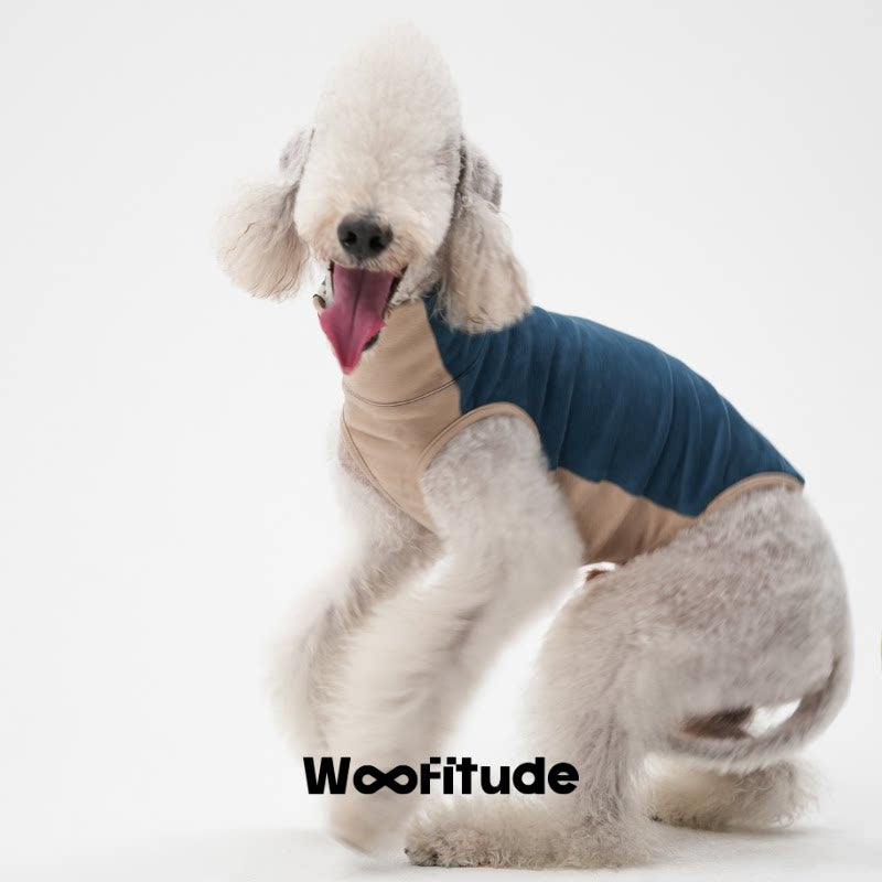 Anti-Static Thermal Tencel Dog Vest, Retro Blue & Oat Yellow color