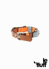 Brown and dusty blue dog collar