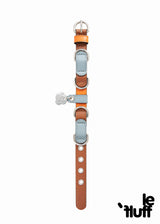 Brown and dusty blue dog collar