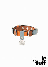 Brown and dusty blue dog collar