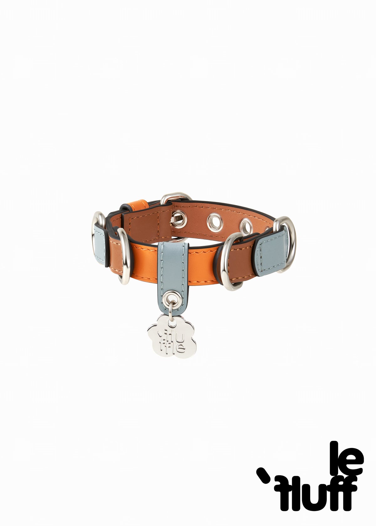 Brown and dusty blue dog collar