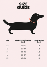 Baroque Cutout Italian leather dog collar size guide with neck circumference and collar width