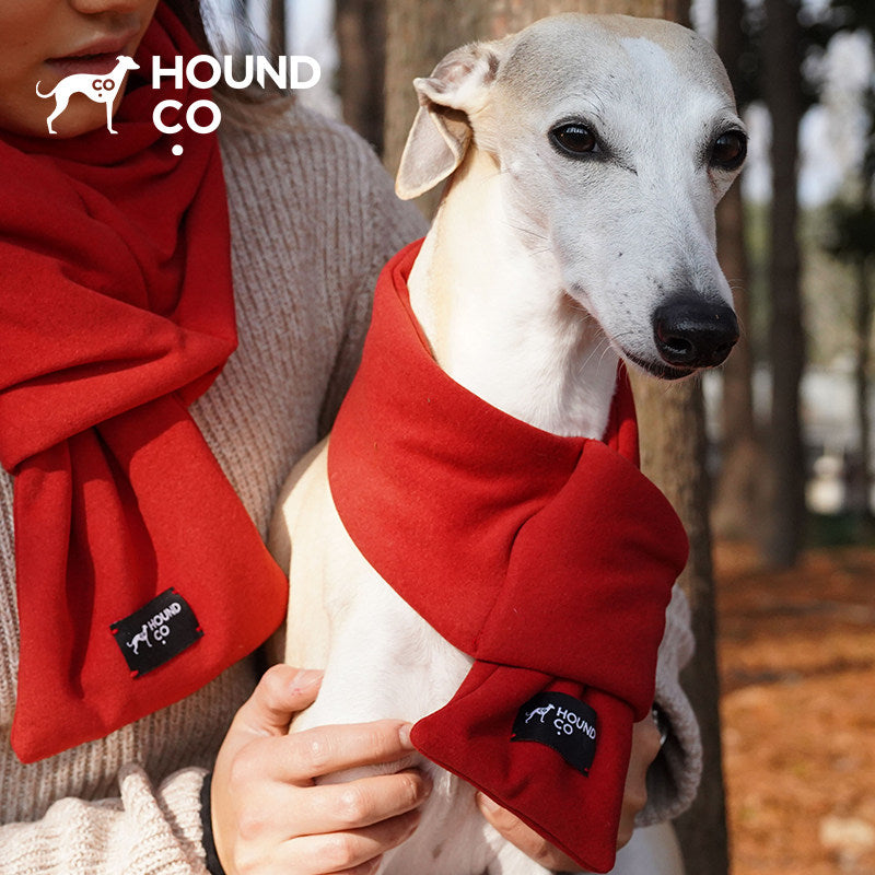 Christmas Red Padded Pet Scarf dog product view 01