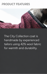 English product features for the City Heritage tweed wool sighthound coat