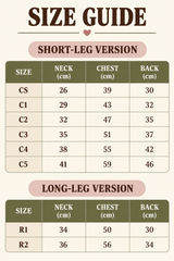 City Jungle 2.0 dog shirt size guide, neck chest and back measurements in centimeters