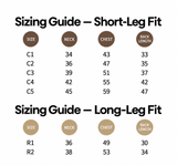 City Jungle 2.0 waterproof utility dog vest short-leg and long-leg size chart