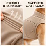 Cloud Ginger-Warm dog vest showing stretch breathable fabric and asymmetric construction