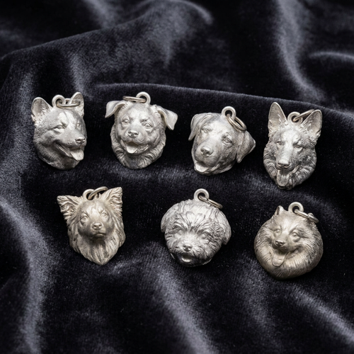 Custom 925 sterling silver pet portrait charm handcrafted from your pet photo