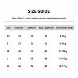 Dog pocket sweatshirt size chart.