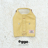 Yellow dog harness vest with front buttons and leash ring.