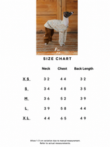 FinFin size chart and measurement reference for dog striped pajamas.