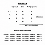 FinFin size chart and measurement reference for dog detachable sleeve cotton jacket.