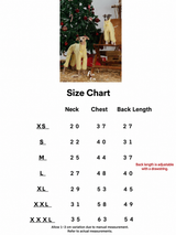 FinFin size chart and measurement reference for dog diamond pattern bodysuit.