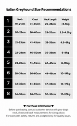 Oncleanday size chart and measurement reference for dog sleeveless hoodie.