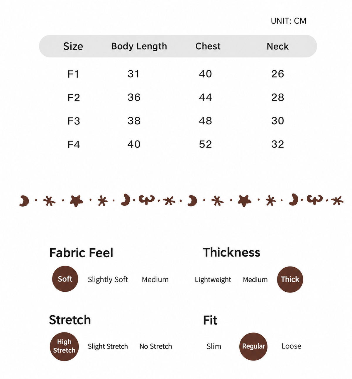 Swingpuppy size chart and measurement reference for dog wanderwild fair isle wool turtleneck.