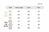 Swingpuppy size chart and measurement reference for dog wanderwild detachable outdoor bodysuit.