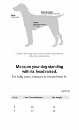 Swingpuppy size chart and measurement reference for dog starryode knitted elf hat.