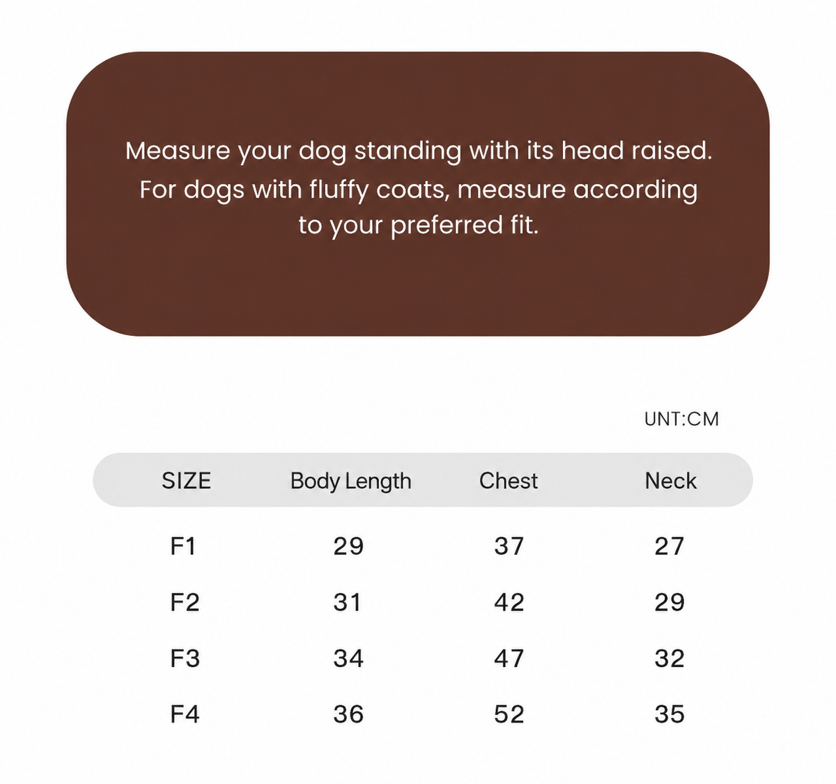 Swingpuppy size chart and measurement reference for dog wanderwild cooling shirt.