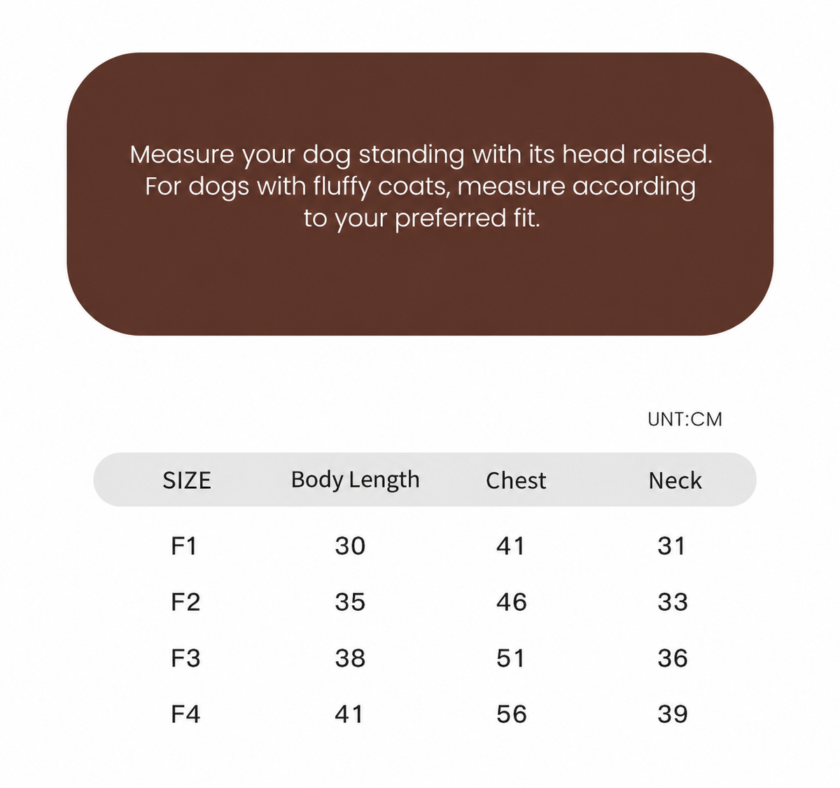 Swingpuppy size chart and measurement reference for dog wanderwild cooling jumpsuit.