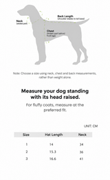 Swingpuppy size chart and measurement reference for dog wanderwild reversible fleece hat.