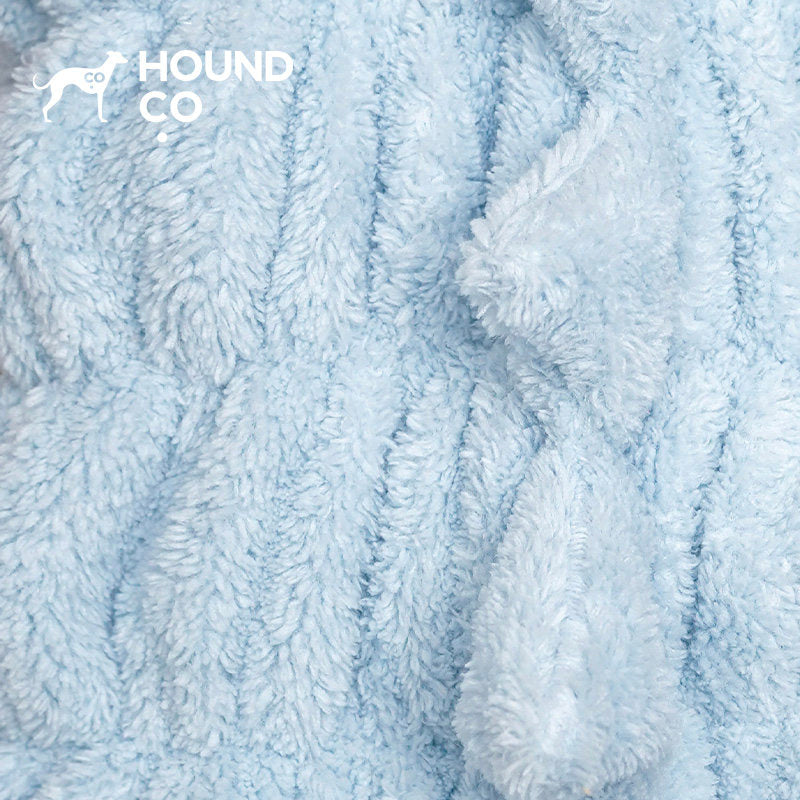 Hound Co. Plush Quick-Dry Bath Robe in Dinosaur Blue for dogs