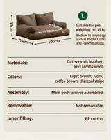 Minimalist pet sofa bed L size dimensions, materials, color options and assembly details