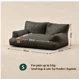 Dark pet sofa bed size S: dimensions and suitability