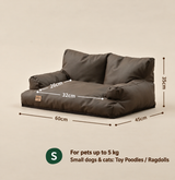 Coffee pet sofa bed size S: dimensions and suitability