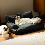 Minimalist Waterproof Leather Pet Sofa Bed, Black color