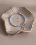 MoonScallop lavender pearl-effect dog necklace with crystal-accented fan pendant