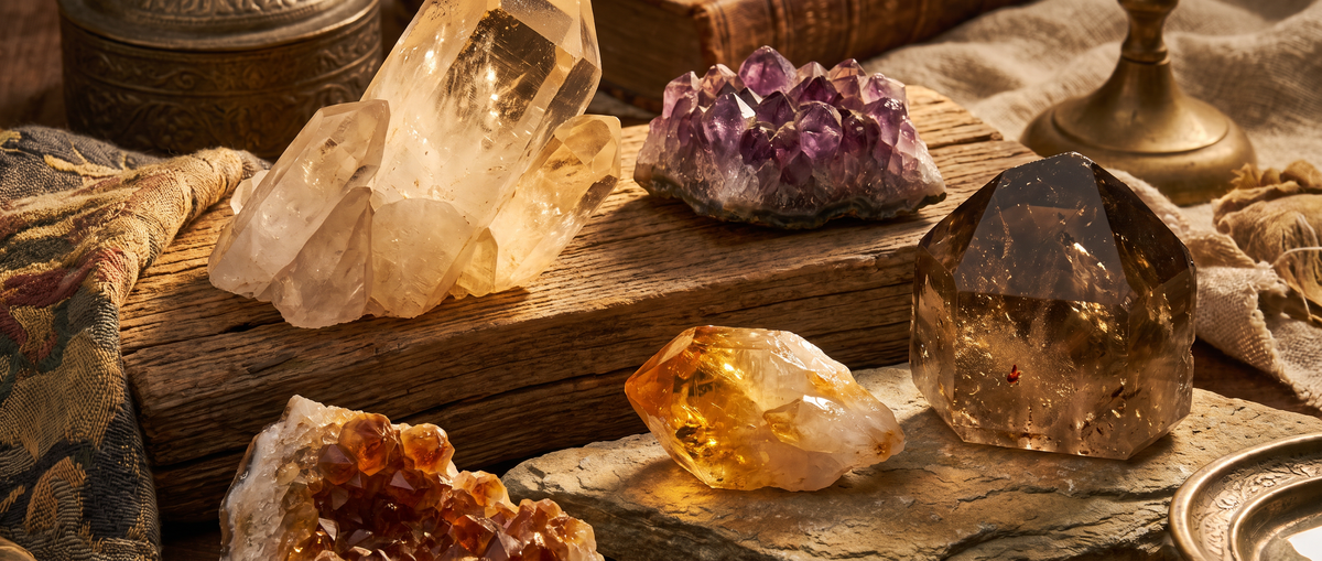 Natural gemstone and crystal materials selected for Gleam Pet jewelry