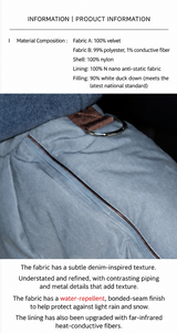 English fabric and insulation details for Scarf-Front dog down jacket