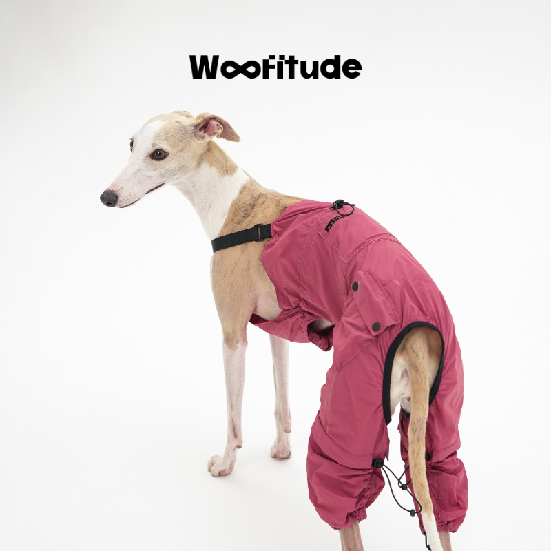 Pleated Utility Dog Overalls, Plum Pink color