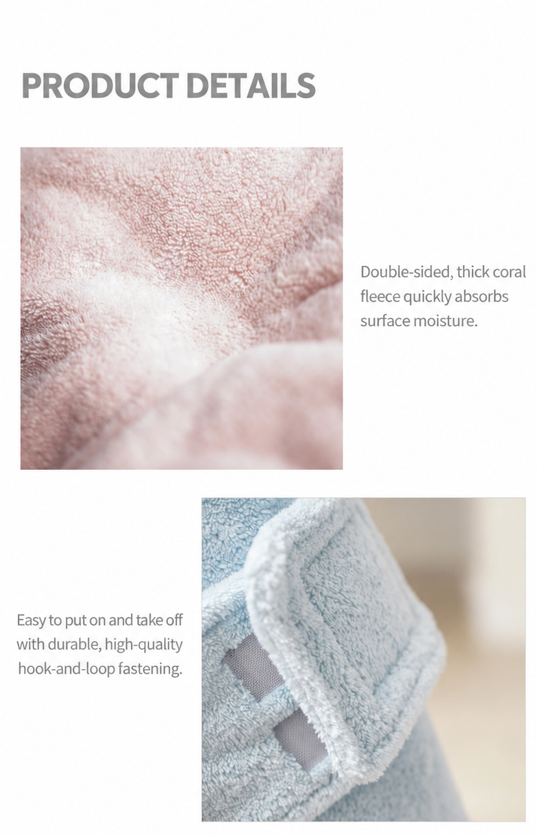 English product details for the Quick-Dry Dog Bath Robe