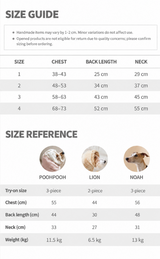 English size guide for the Quick-Dry Dog Bath Robe