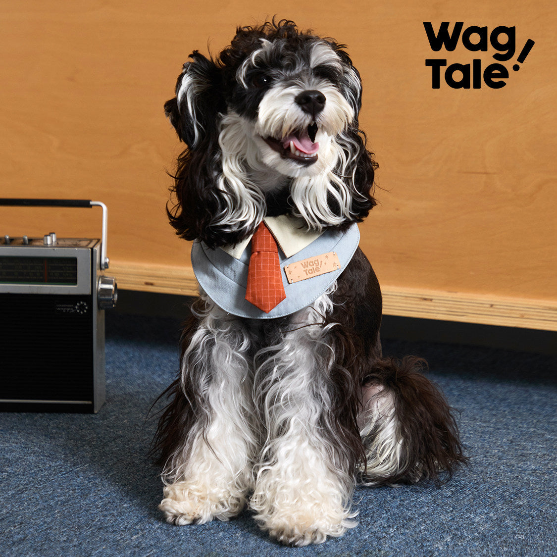Retro Office Dog Bandana, Retro Office Print color