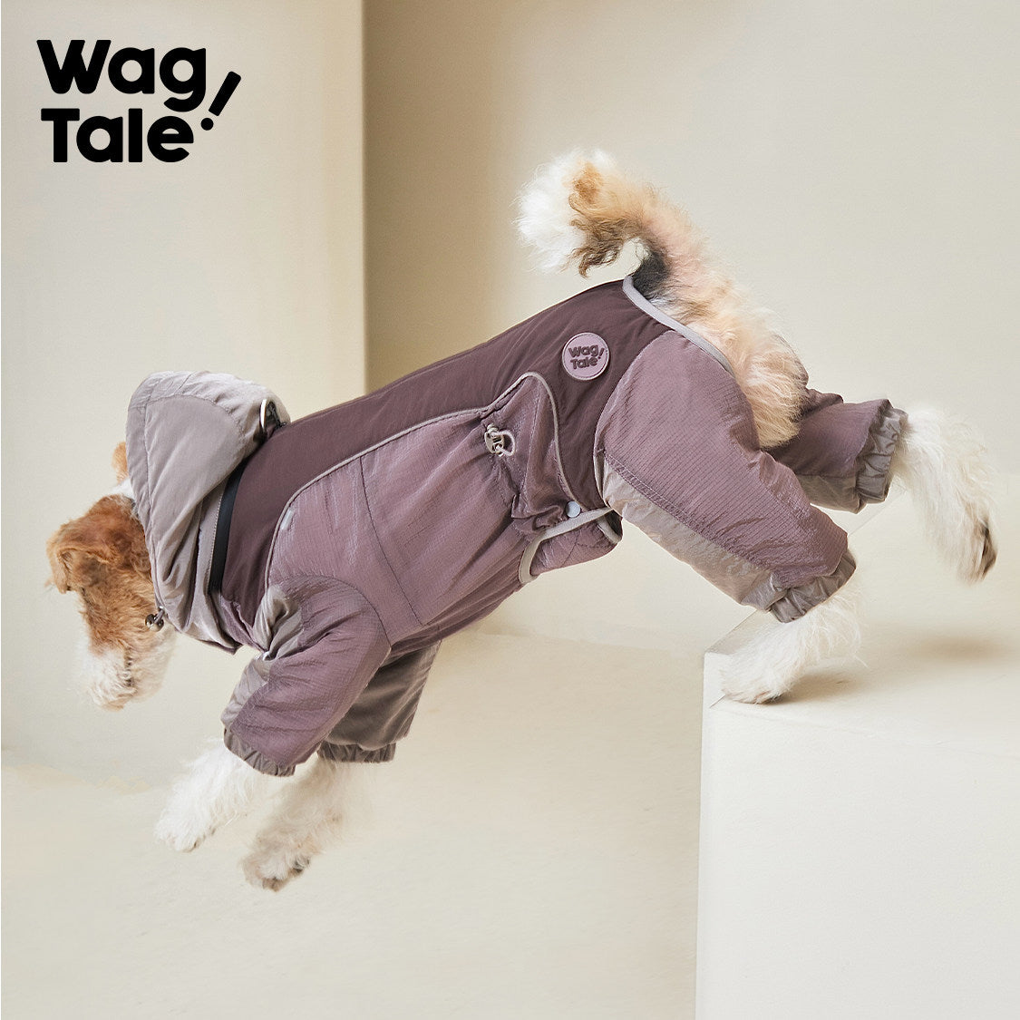 Snowy Forest 2.0 Waterproof Puffer Dog Suit, Misty Rose color