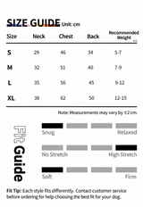 Suntrail high-stretch UV protection dog suit English size and fit guide
